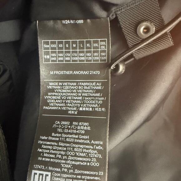 Burton Mens Frostner Dryride 2L Logo True Black Pullover Anorak Small WORN TWICE - Picture 10 of 11